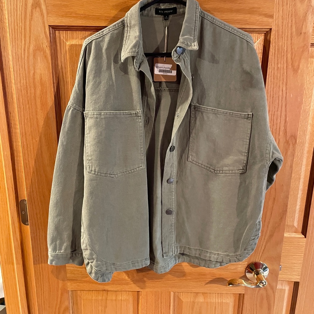 Blu Pepper Green Lightweight Shirt Jacket